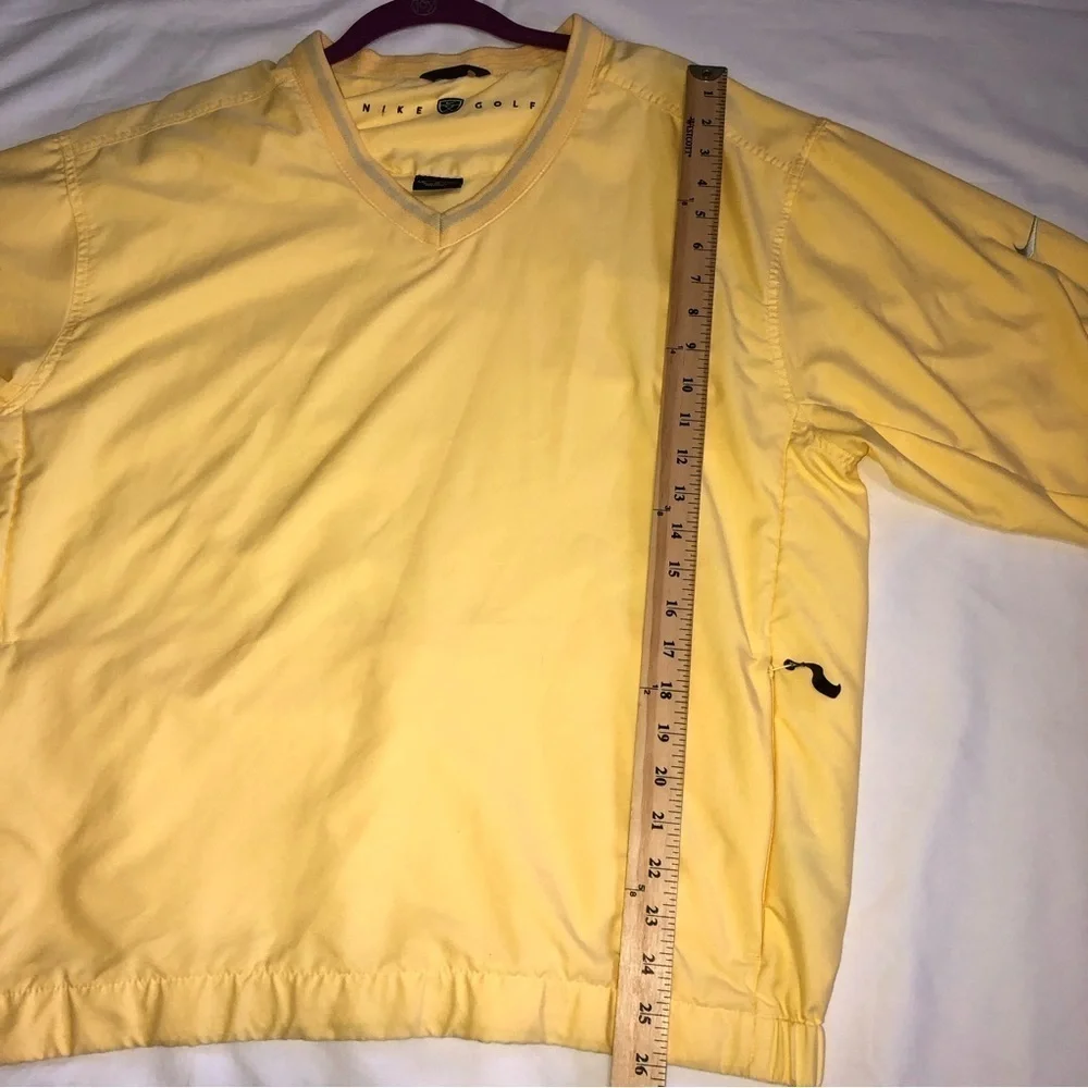 Nike Golf Mens Yellow Popover Windbreaker Style Top Size M Lined Zip Pockets